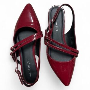 Madden Girl Burgundy Patent Pointed Slingback Flats